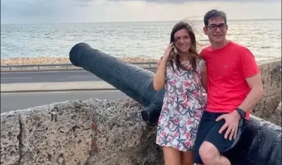 El Fiscal Marcelo Pecci y su esposa cuando disfrutaban en Cartagena.