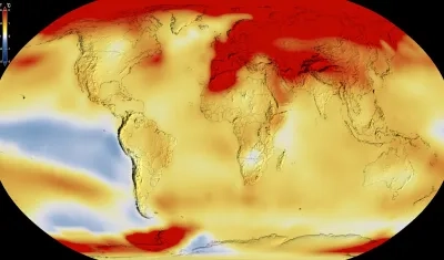 Imagen de  NASA que muestra el estado de calentamiento del globo terráqueo