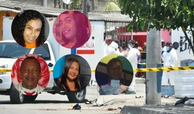 Los rostros de los cinco muertos en la masacre del barrio Villanueva y lugar de los hechos. 