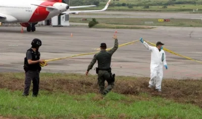 Lugar del atentado en el aeropuerto internacional Camilo Daza de la ciudad de Cúcuta 