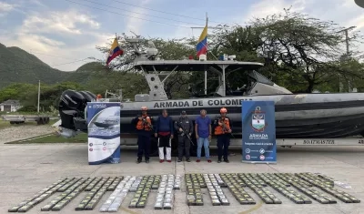 Cocaína incautada por la Armada Nacional. 