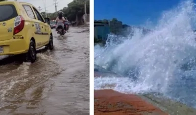 Fuertes lluvias y oleaje en Santa Marta.