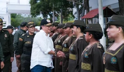 El presidente Gustavo Petro, a su llegada a La Guajira. 