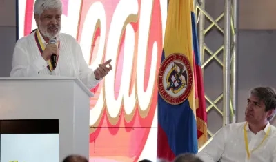 El ministro de Comercio, Industria y Turismo de Colombia durante el Encuentro Binacional la Frontera como Puente: Integración Comercial Colombia y Venezuela.