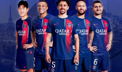 El afiche promocional del PSG con Lee Kang-in, Mbappé, Marquinhos, Neymar.y Marco Verratti.