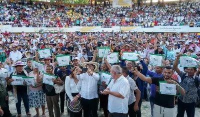 El Presidente Gustavo Petro en la reactivación del Sistema Nacional de Reforma Agraria y Desarrollo Rural en Sincelejo. Desde allí rechazó lo asegurado por su hijo Nicolás.