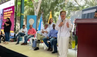 La Ministra de Trabajo, Gloria Inés Ramírez, en el inicio de la campaña.