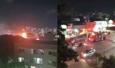 Bomberos atendieron incendio en restaurante en el norte de Barranquilla. 