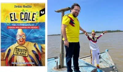 El autor del libro Iván Gallo junto a El Cole en el majestuoso río Magdalena.
