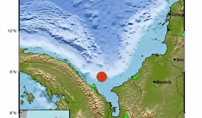 Epicentro del temblor en el Mar Caribe. 