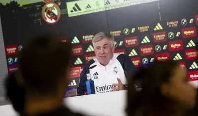 Carlo Ancelotti, entrenador del Real Madrid, en conferencia de prensa este sábado. 