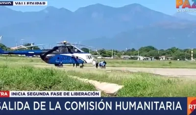 El helicóptero que moviliza a la Comisión Humanitaria.