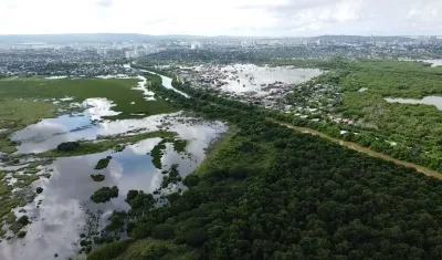 Vista aérea de las zonas inundadas en Cartagena