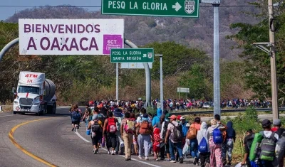 Caravana de migrantes en México.