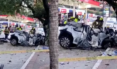 Aspecto del accidente en las calles de Bogotá. 