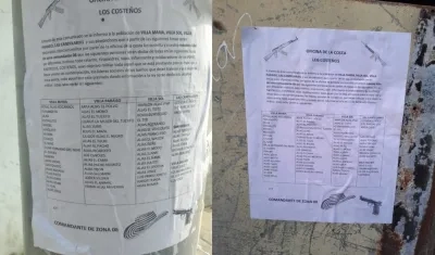 Panfletos que han aparecido en varios barrios de Soledad. 