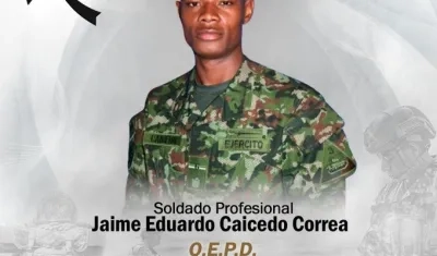 Uniformado Jaime Eduardo Caicedo, quien murió por inmersión y era velado su cuerpo en Balboa (Cauca). 