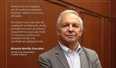 El pronunciamiento del Ministro de Hacienda, Ricardo Bonilla.